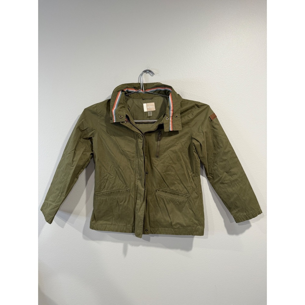Roxy Olive Green‎ Utility Jacket Hooded Drawstring Waist Women US 10